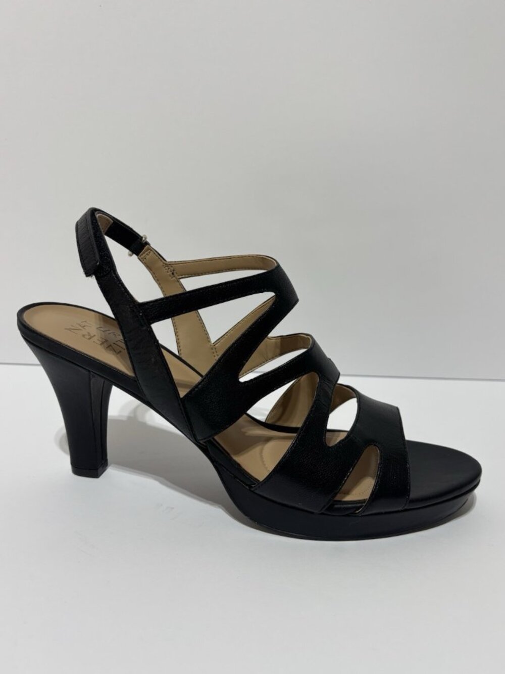 Naturalizer Women’s Pressley Slingback Platform Sandals Black Leather, Size 11 M